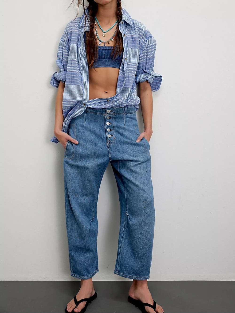 Free People We The Free Osaka Mid-Rise Barrel Jeans Size 28